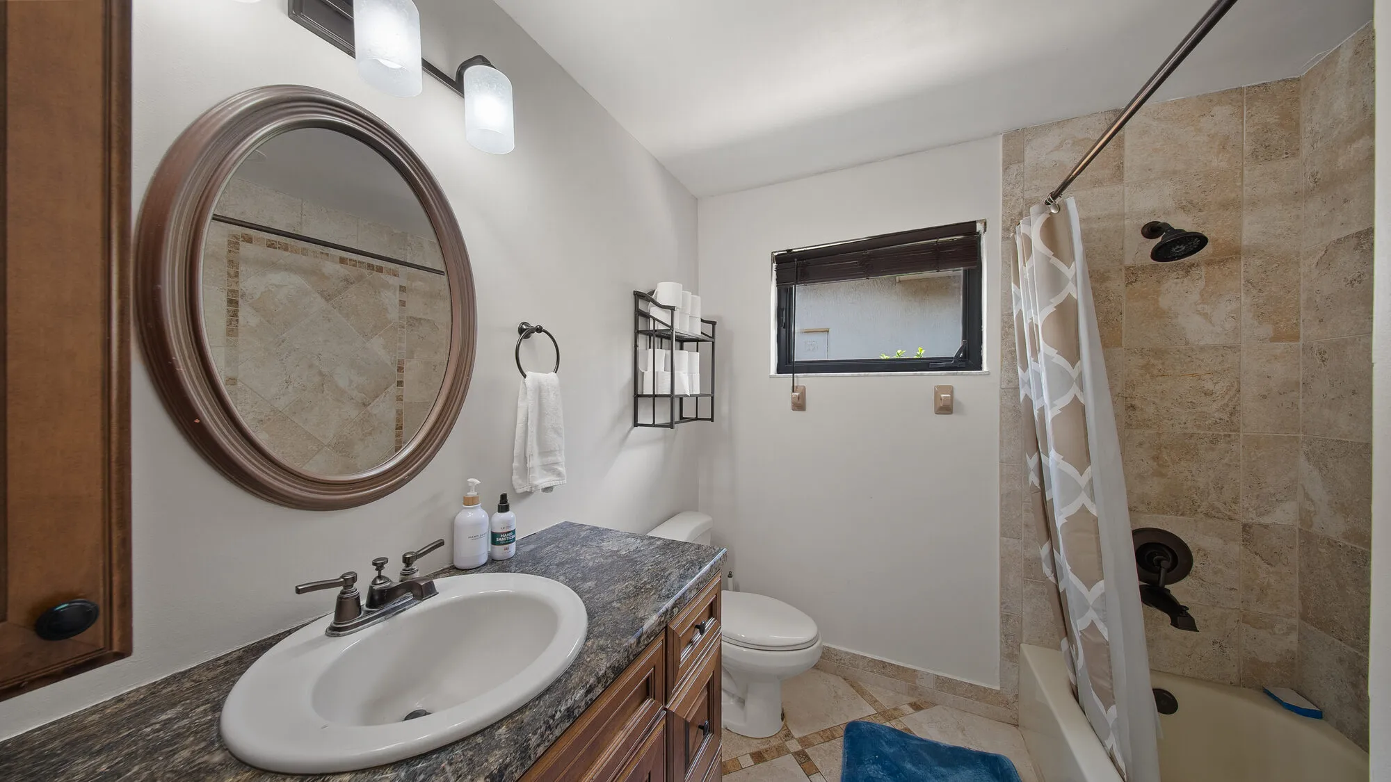 Shared bathroom vanity and mirror